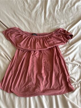 Off-the-Shoulder Ruffle Top in Dusty Rose